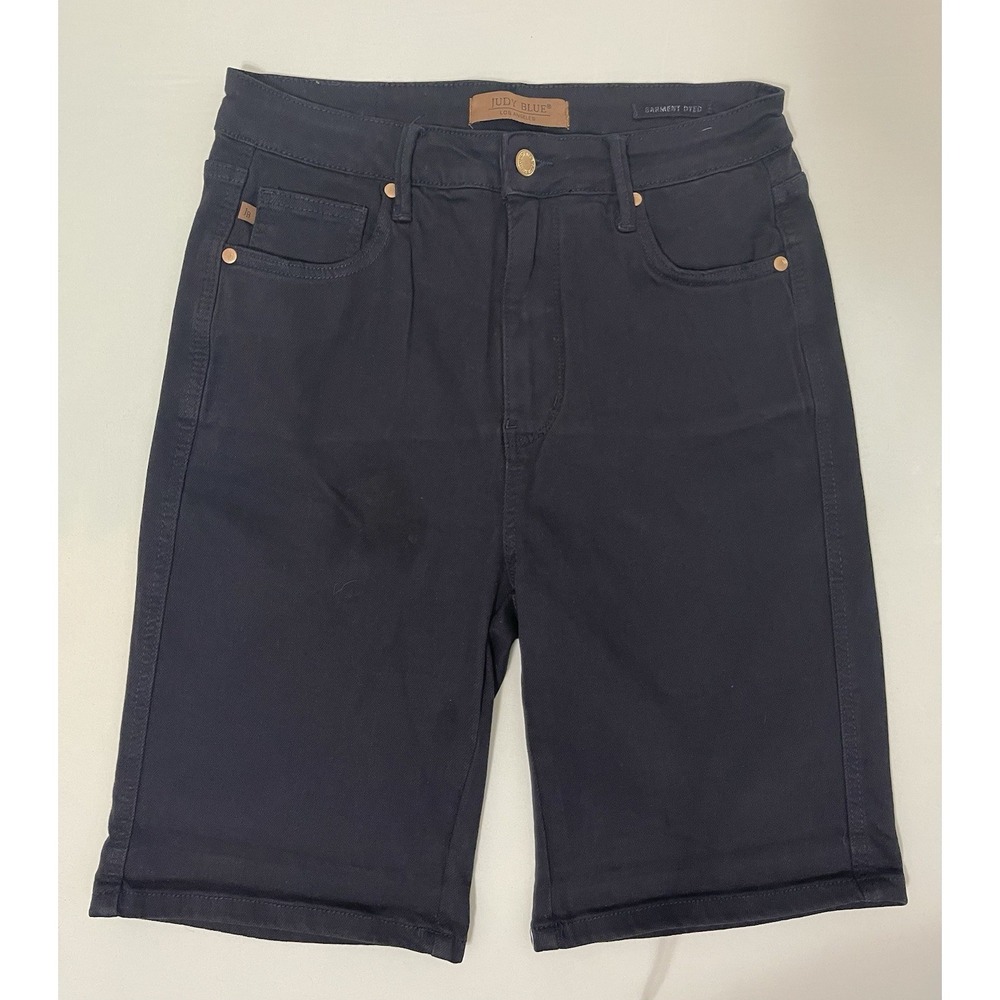 Judy Blue High Waisted Tummy Control Black Denim Bermuda Shorts Large JB150270 C